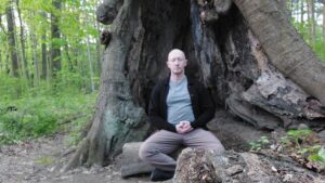 Sitting meditation by tree