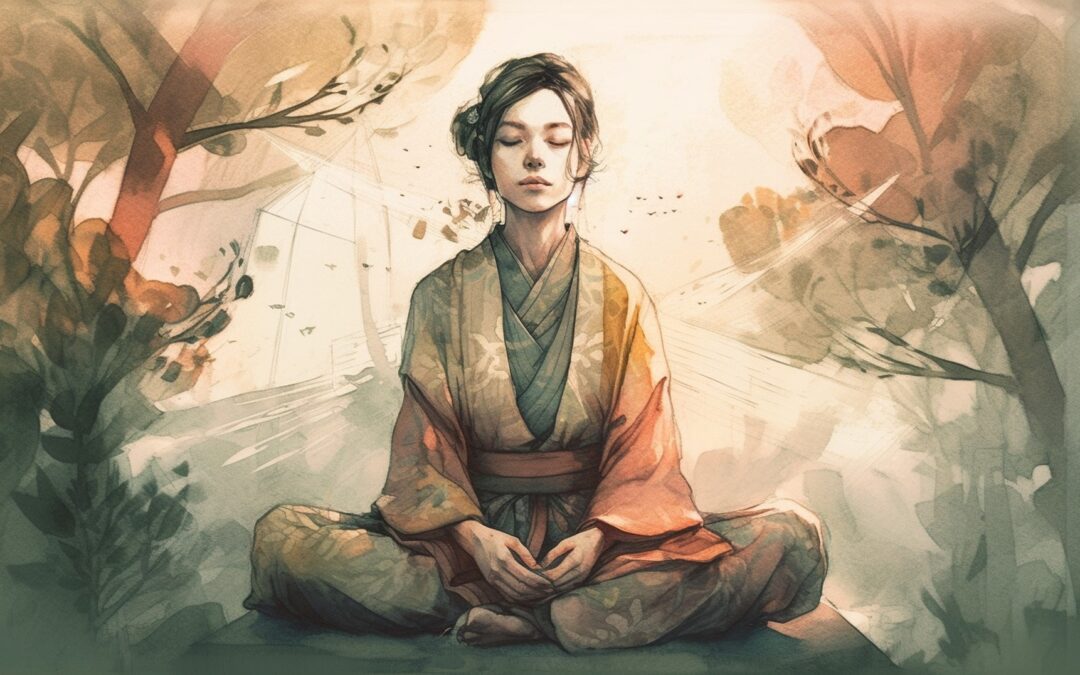 Painting of woman meditating