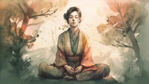 Painting of woman meditating