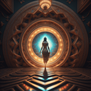 ai generated temple portal with woman