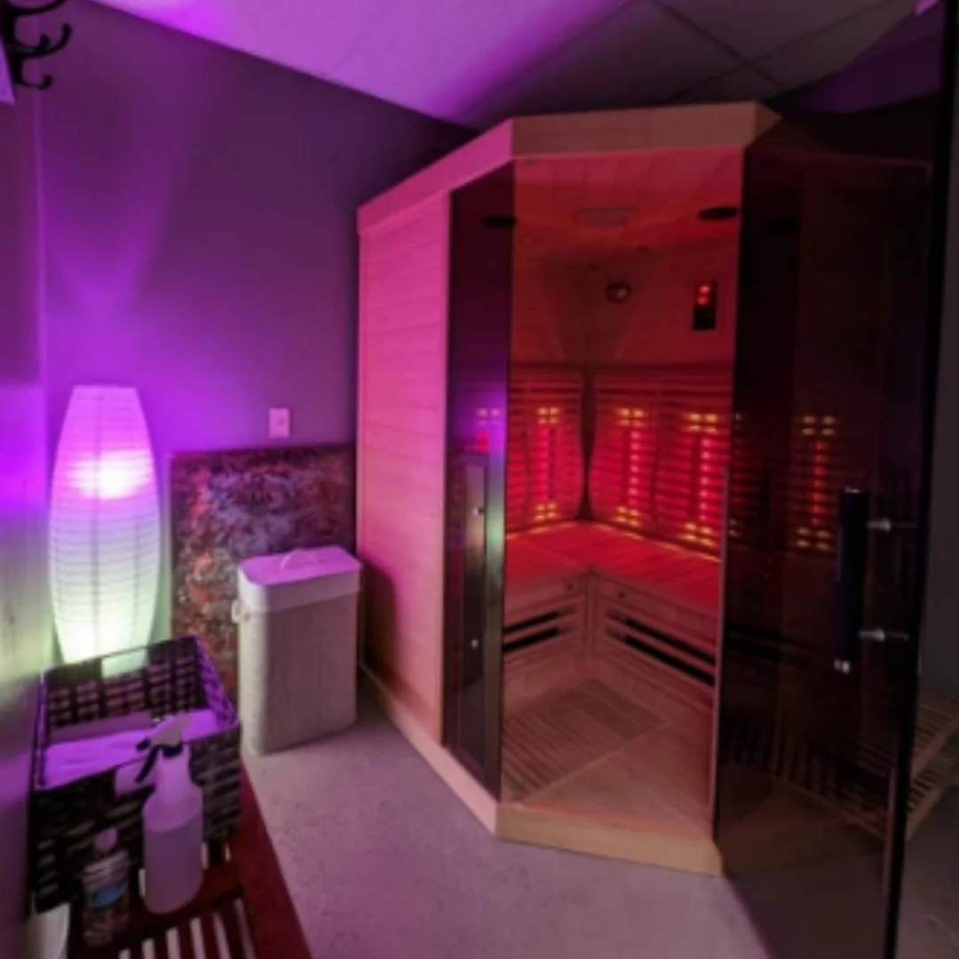 collage of infrared sauna